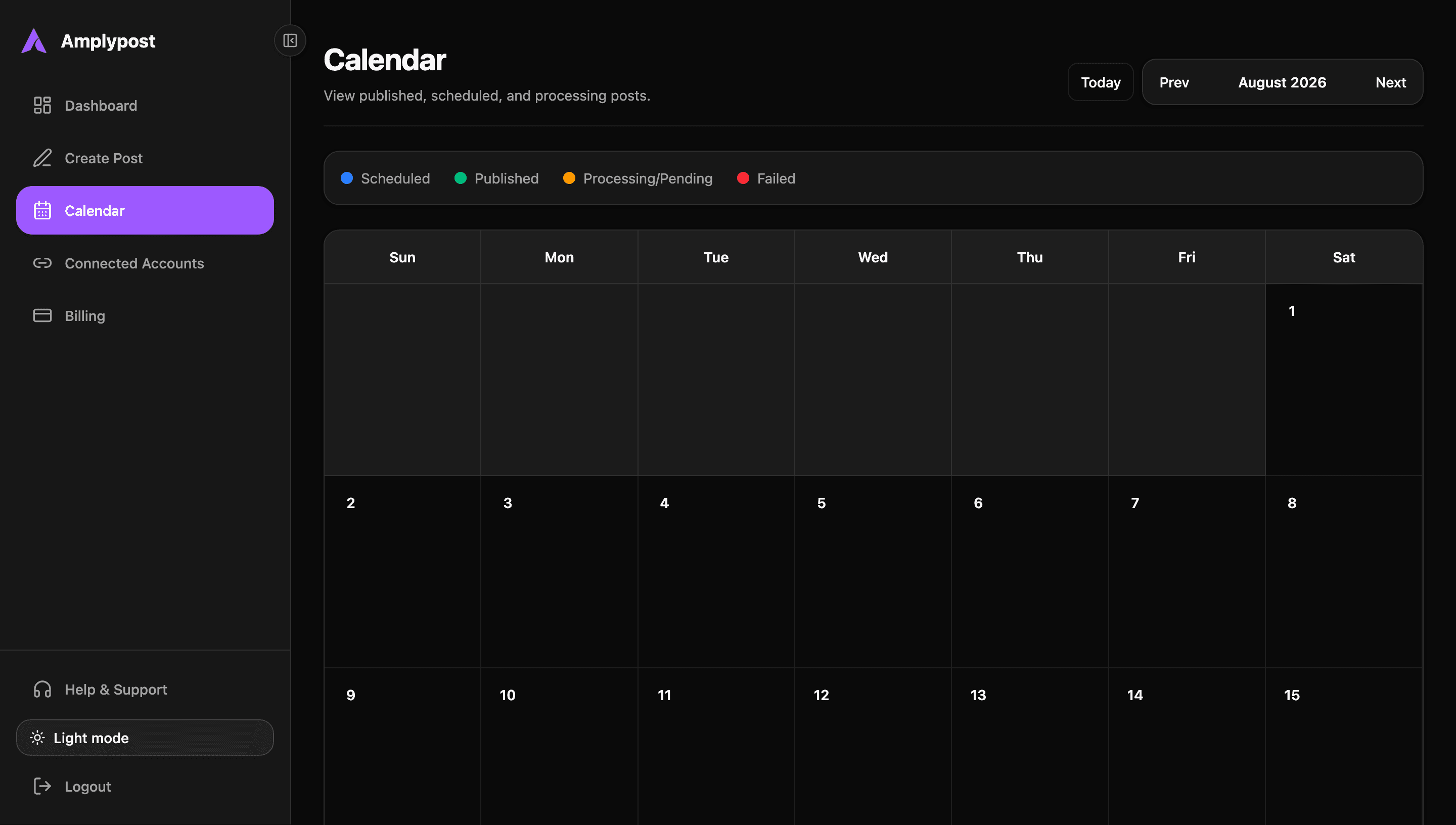 Amplypost calendar for scheduling Threads posts