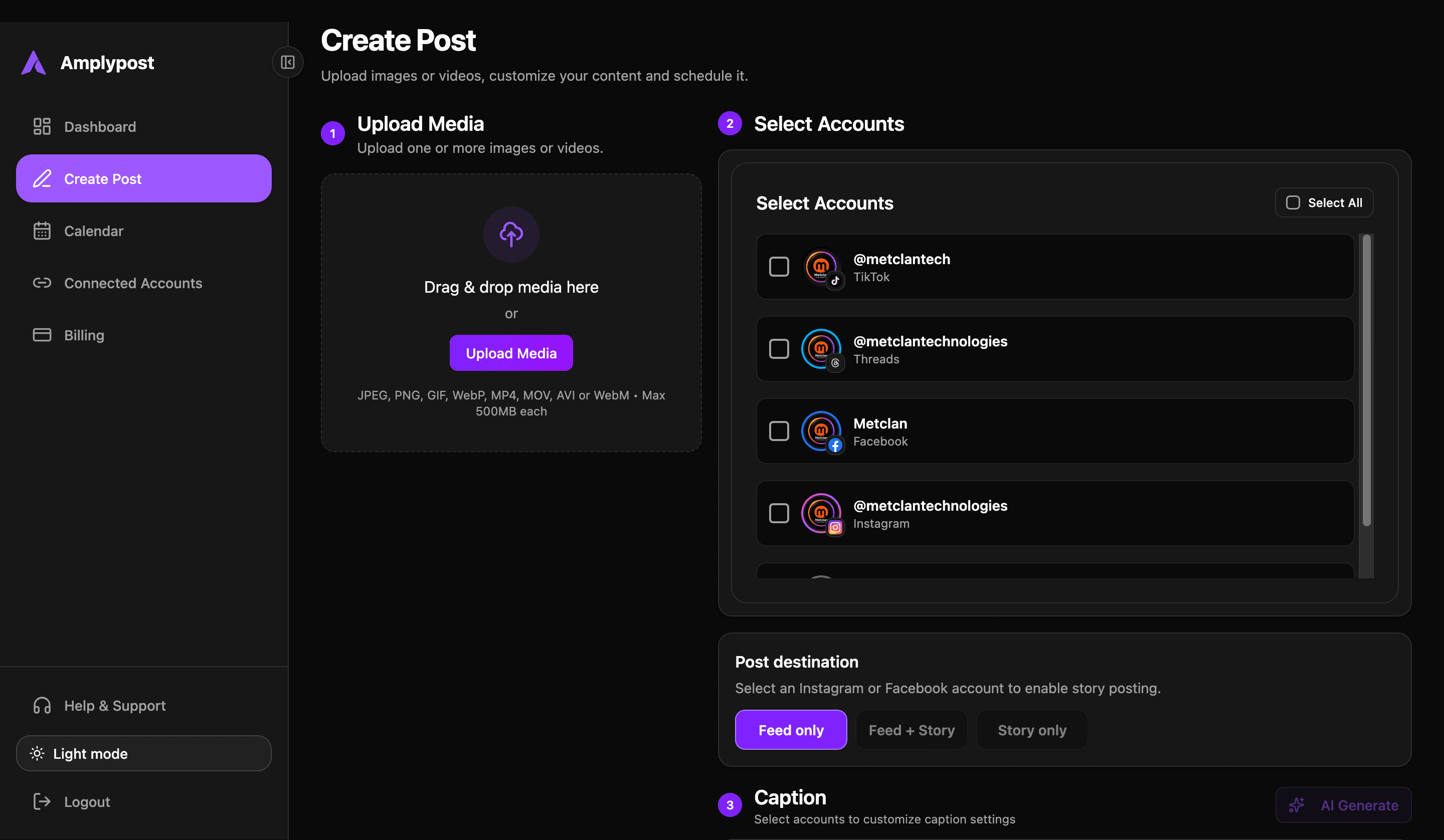 Amplypost create post screen for scheduling Bluesky posts